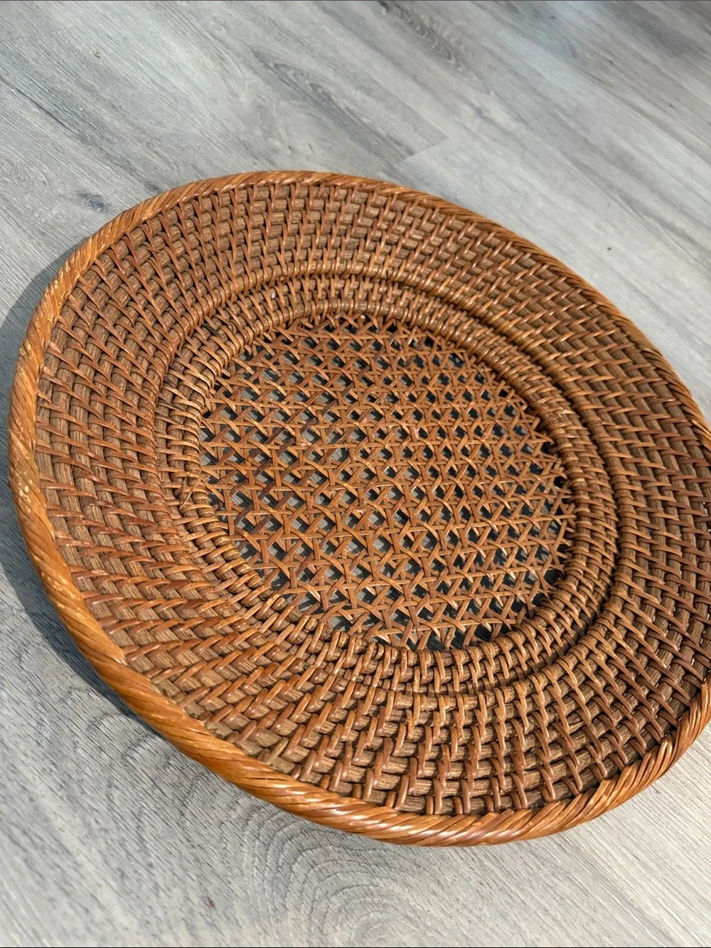 Vintage Handwoven Rattan Charger | Round Woven Placemat Tray | Boho Decor 💕